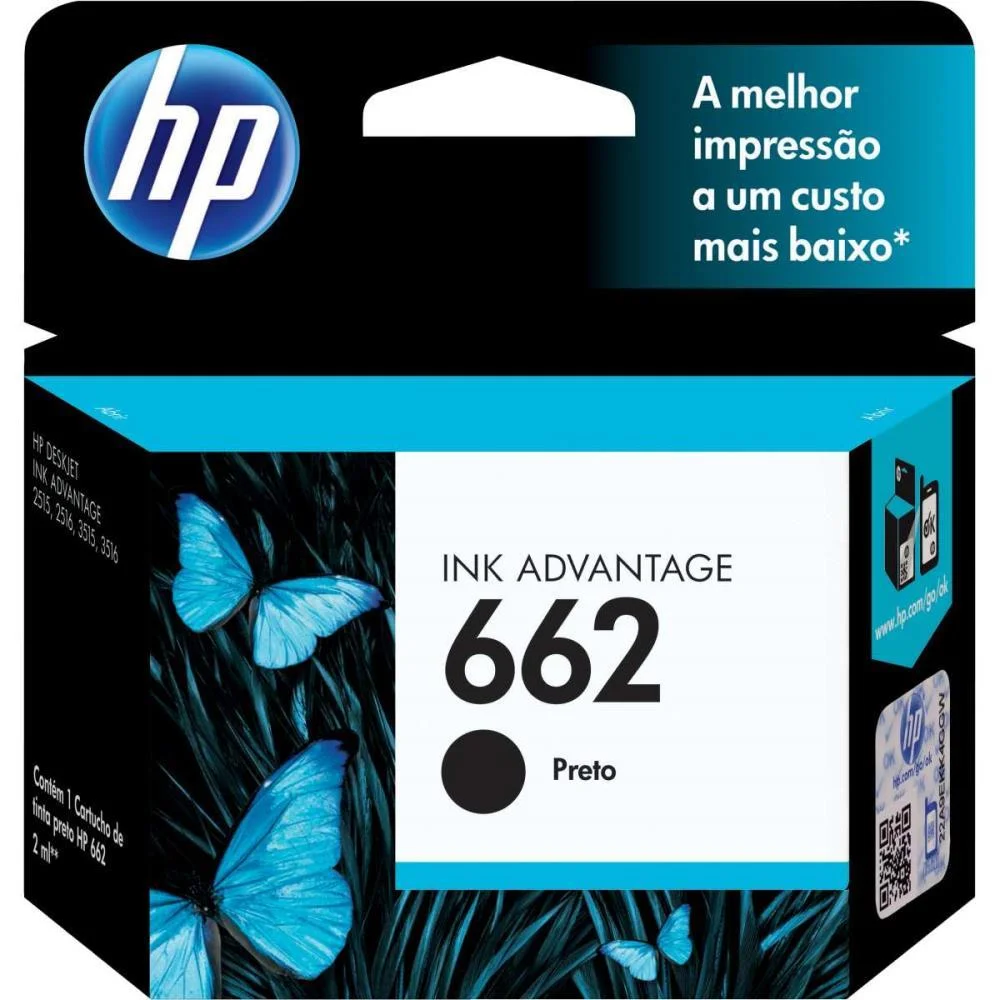 Cartucho Original Hp 662 Preto Ink Advantage Hp - imagem 2