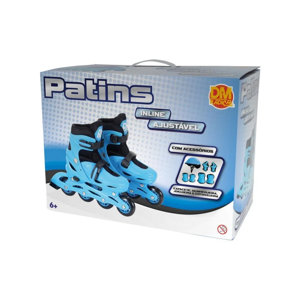 Patins Kit Inline Ajust. Azul N.34-37 Dm Toys - imagem 6