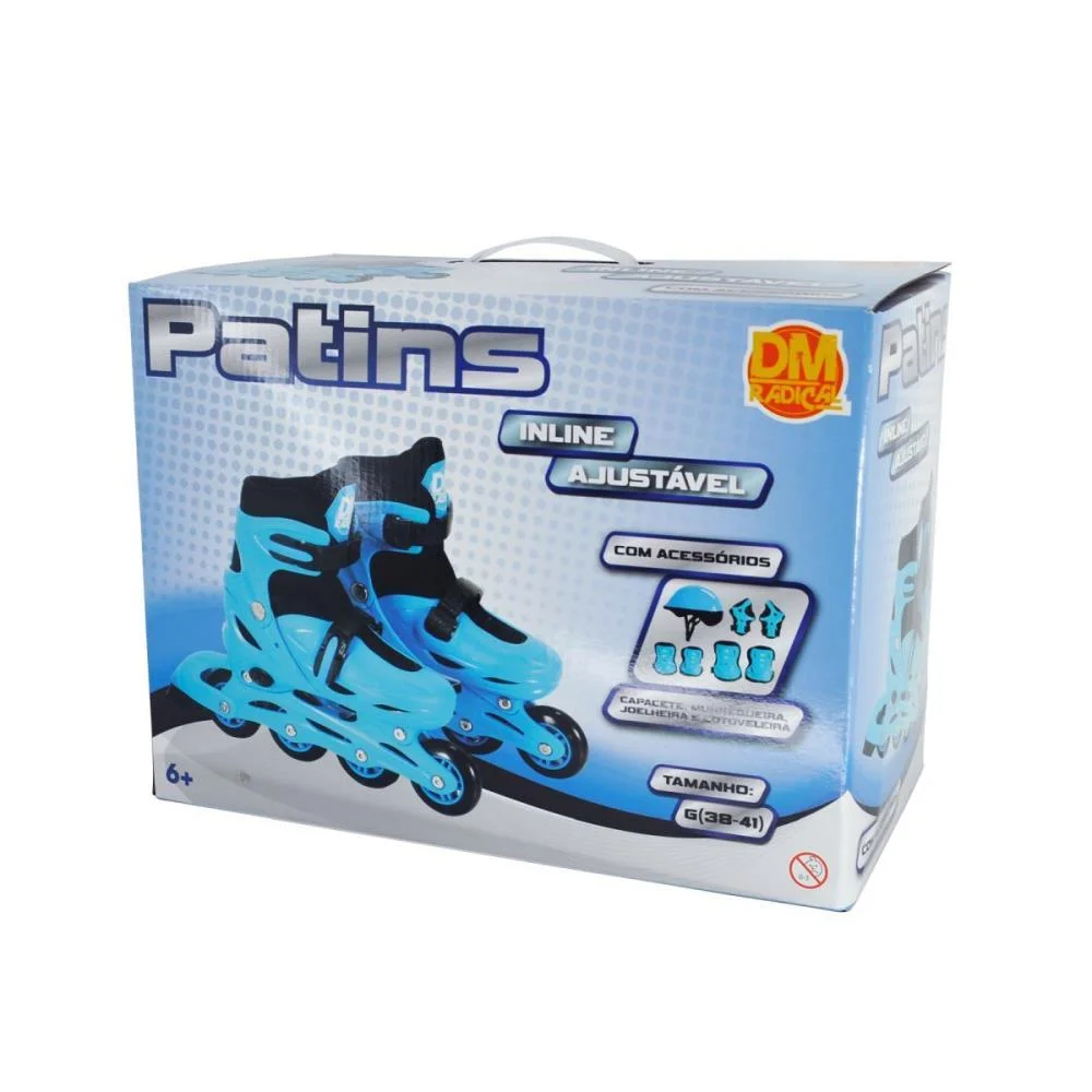 Patins Kit Inline Ajust. Azul N.38-41 Dm Toys - imagem 6