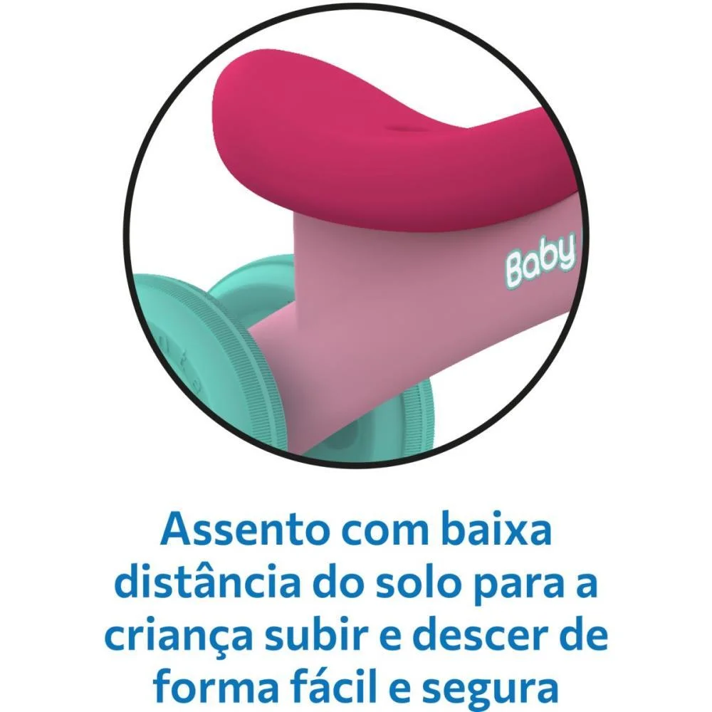 Bicicleta Infantil Baby Bike Equilibrio Rosa Bandeirante - imagem 7