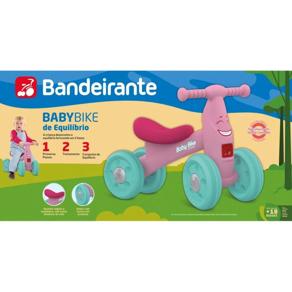 Bicicleta Infantil Baby Bike Equilibrio Rosa Bandeirante - imagem 8