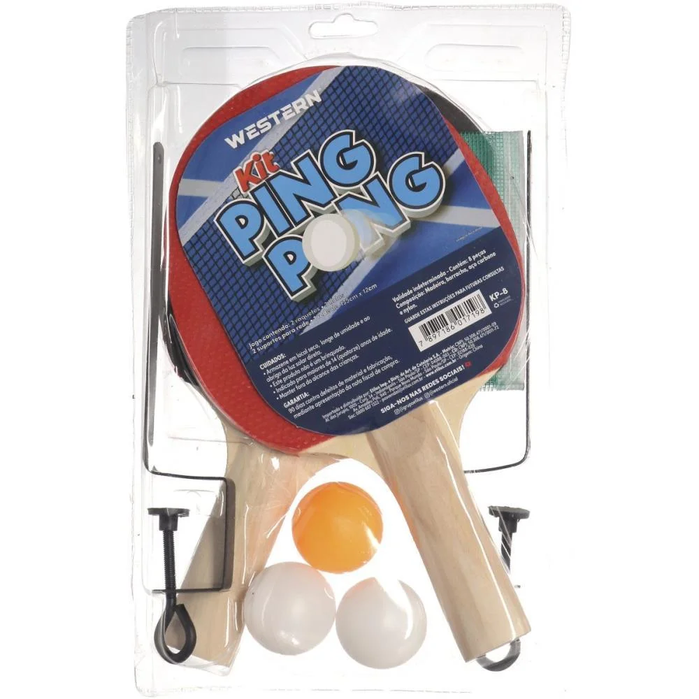 Raquete Para Ping Pong Raquetes+Bolas+Rede+Sup. 8Pcs Western - imagem 2