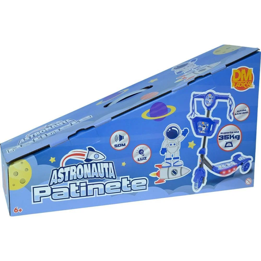 Patinete Astronauta C/Luz,Som E Cesta Dm Toys - imagem 3