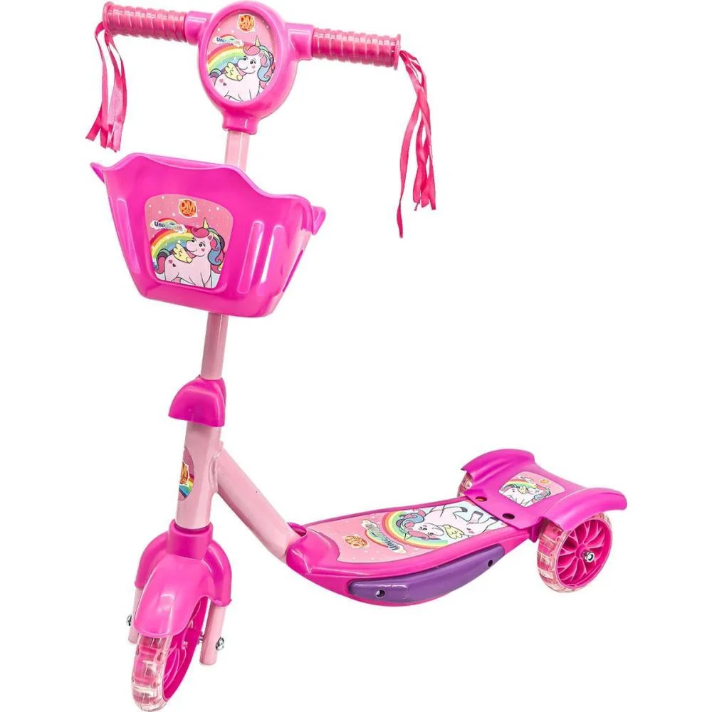 Patinete Unicornio C/Luz,Som E Cesta Dm Toys - imagem 2