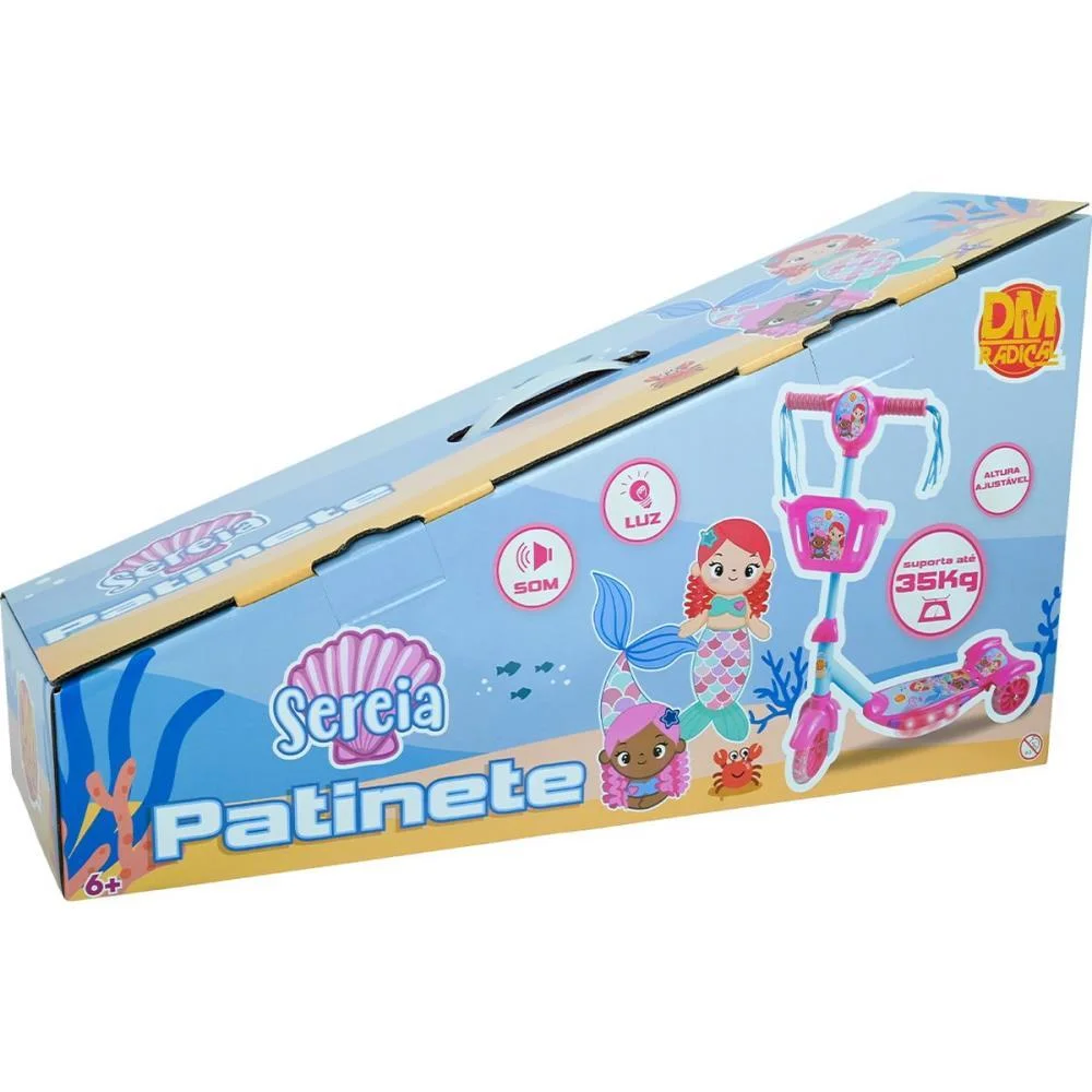 Patinete Sereia C/Luz,Som E Cesta Dm Toys - imagem 3