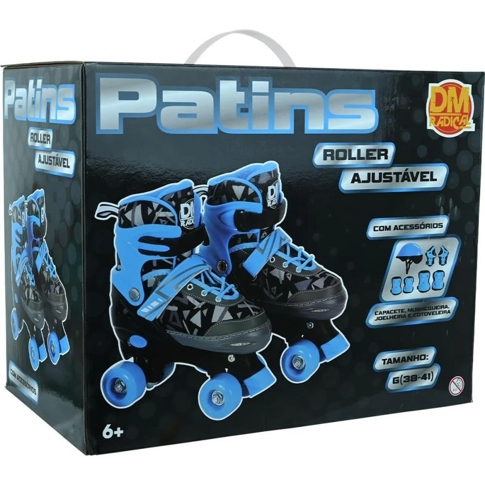 Patins Kit Roller Ajust. Azul N.38-41 Dm Toys - imagem 4
