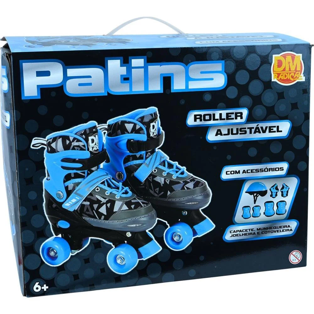Patins Kit Roller Ajust. Azul N.30-33 Dm Toys - imagem 4