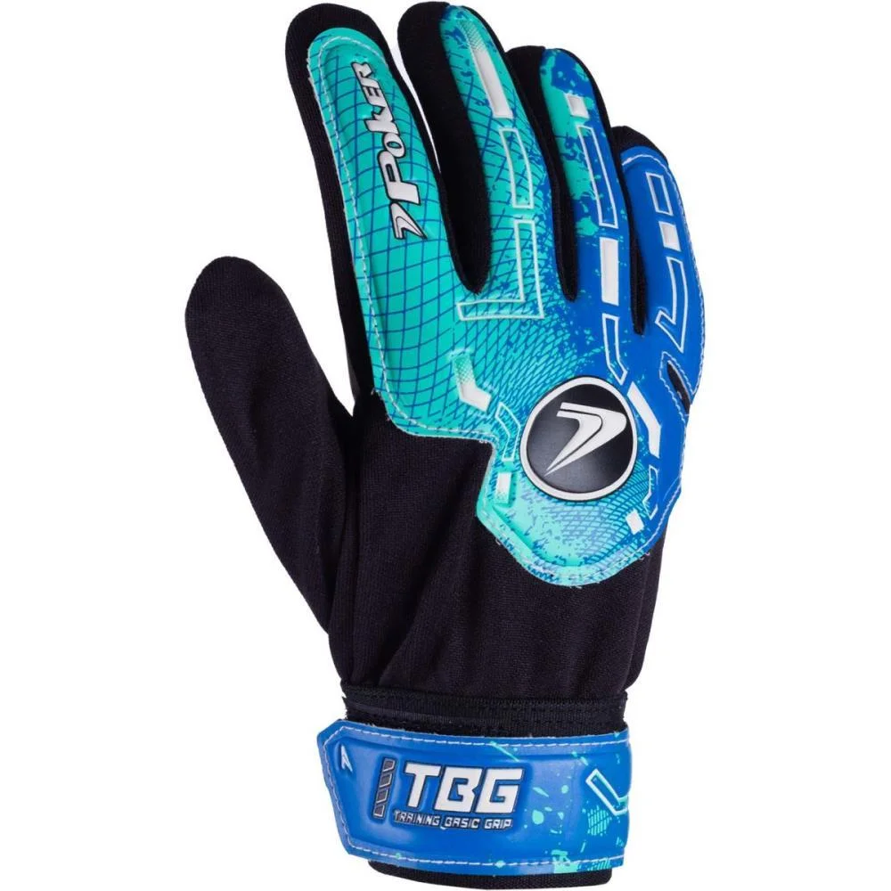 Luva Para Futebol Training Grip Jr. 5 Az/Vda/Br Poker (Par) - imagem 3