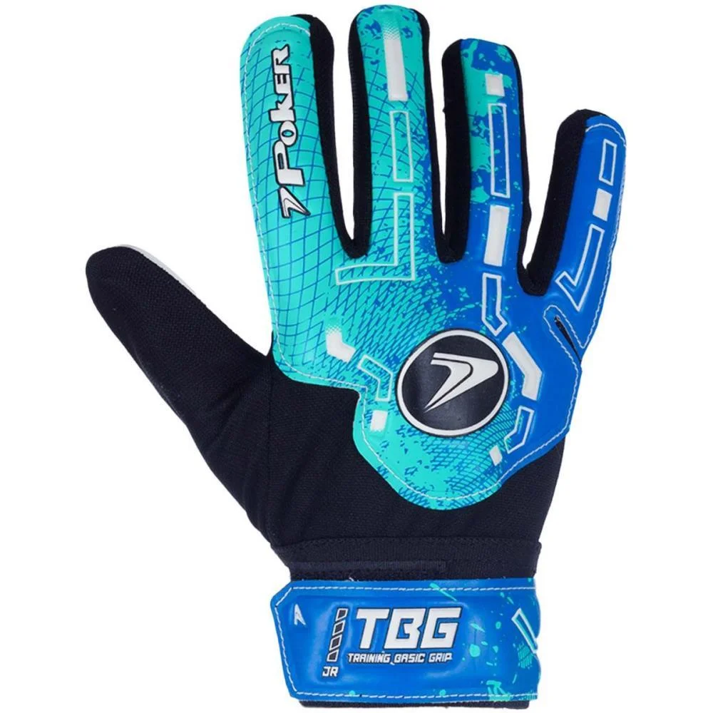 Luva Para Futebol Training Grip Jr. 5 Az/Vda/Br Poker (Par) - imagem 4