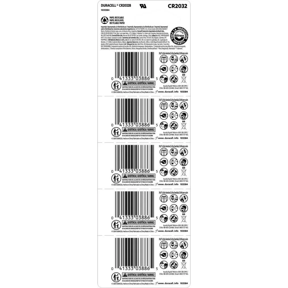 Pilha Bateria Botao Cr2032 Duracell (Ct.c/05) - imagem 3
