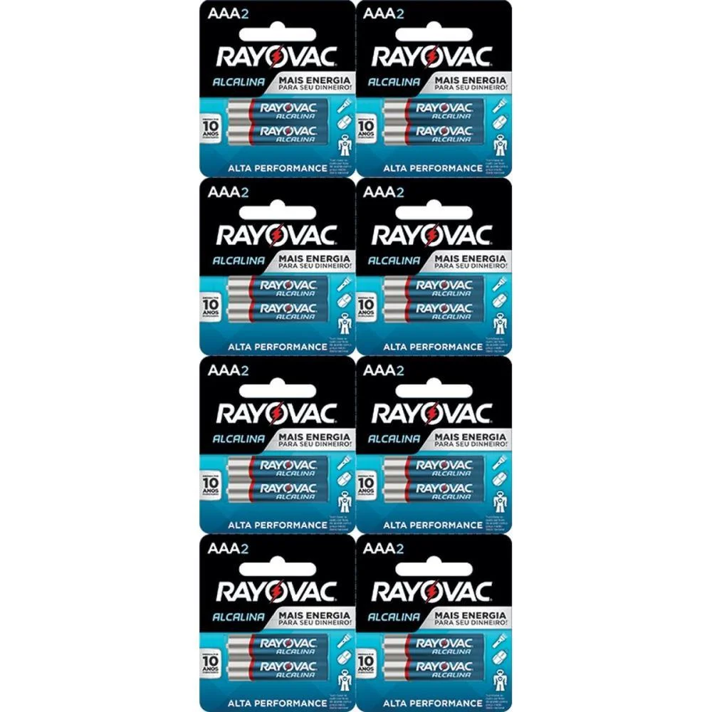 Pilha Alcalina Palito Aaa 8Cartelasx2Unidades Rayovac (Cartela) - imagem 2