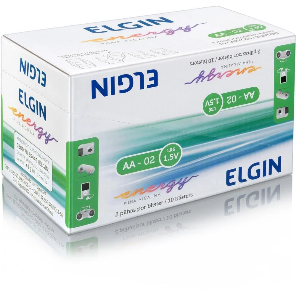 Pilha Alcalina Pequena Aa 10Blistersx2Unids. Elgin (Caixa) - imagem 4