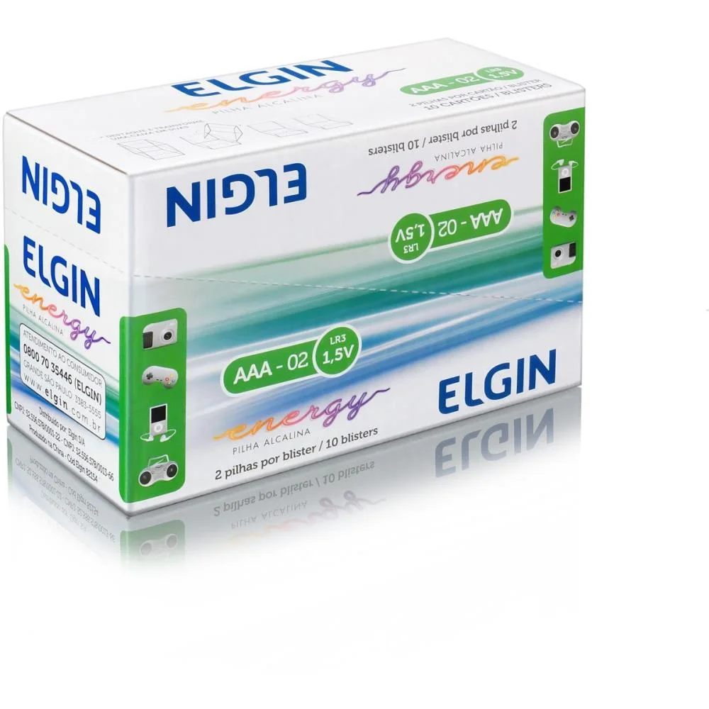 Pilha Alcalina Palito Aaa 10Blistersx2Unids. Elgin (Caixa) - imagem 4