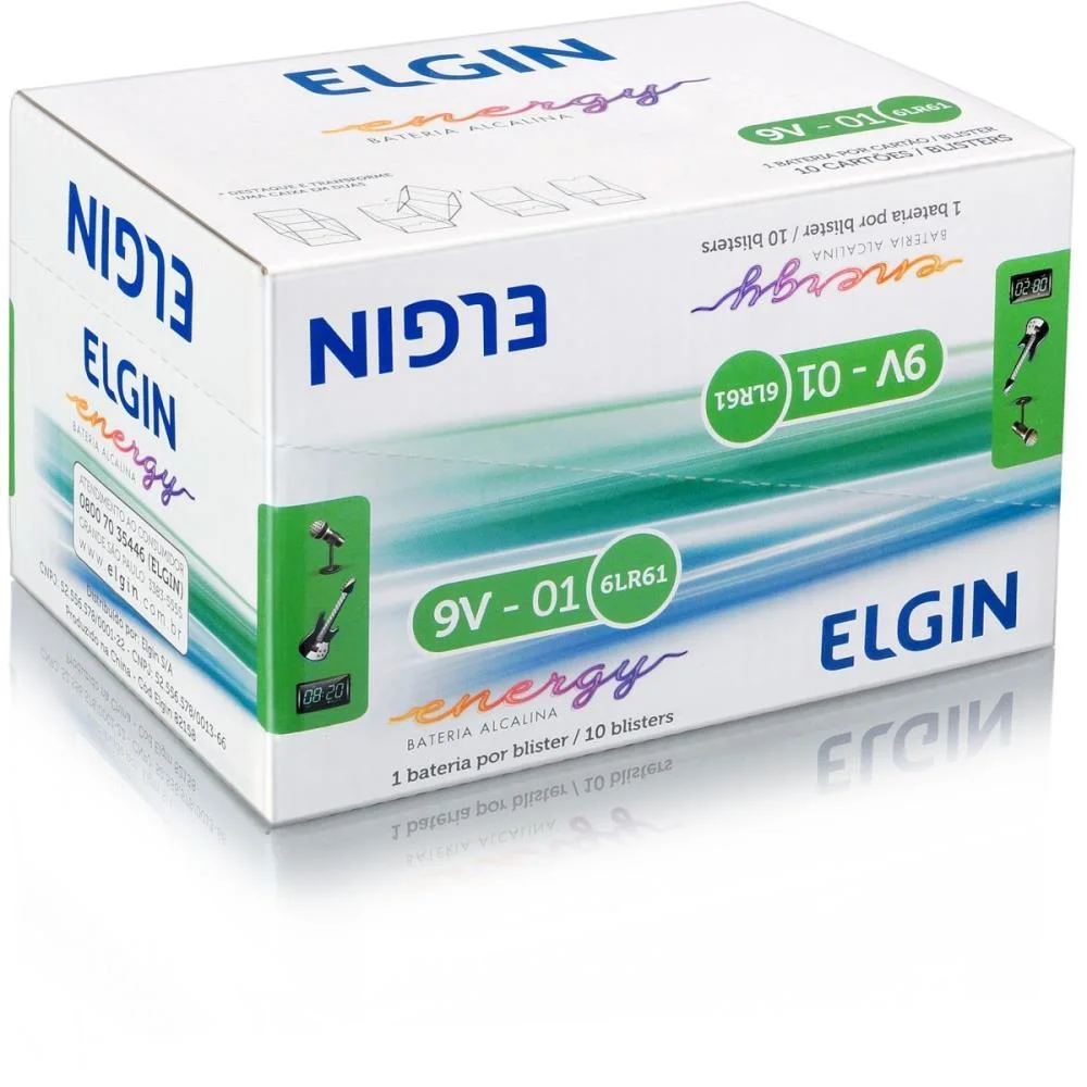 Pilha Bateria 9V Alcalina 10Blistersx1Unid. Elgin (Caixa) - imagem 4