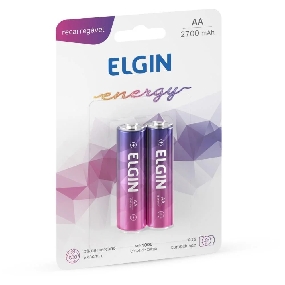 Pilha Recarregavel Pequena Aa 2700Mah 1.2V Elgin (Bl.c/02) - imagem 3