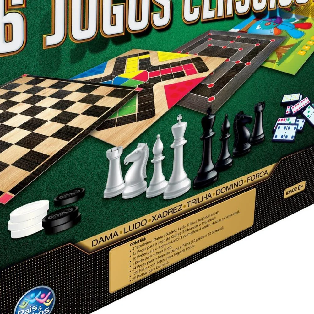 Jogo De Tabuleiro 6 Jogos Classicos Pais E Filhos - imagem 10