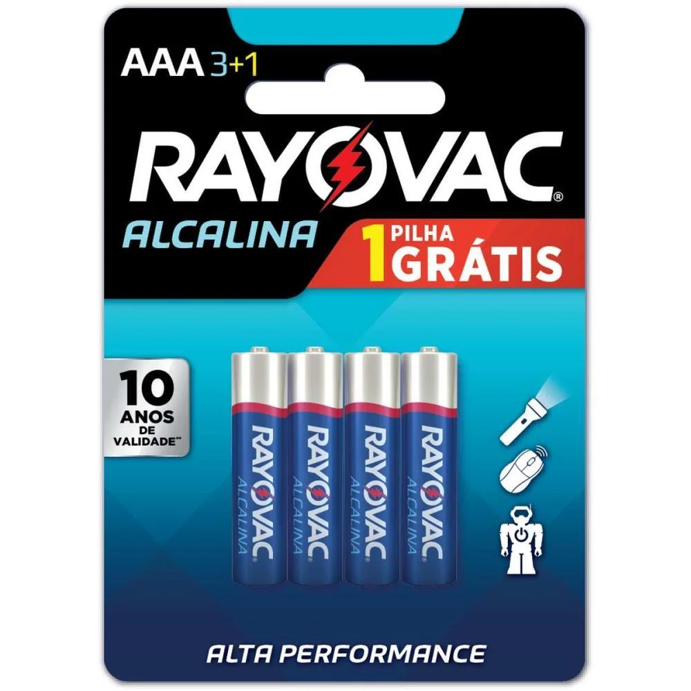 Pilha Alcalina Palito Aaa Leve 4 Pague 3 Rayovac (Bl.c/04) - imagem 3