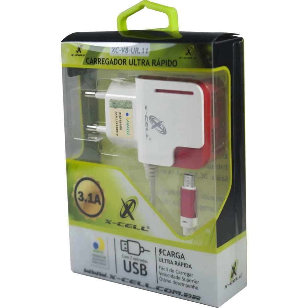 Carregador Celular De Parede Micro V8 2Entradas Usb 3.1A Flex - imagem 4