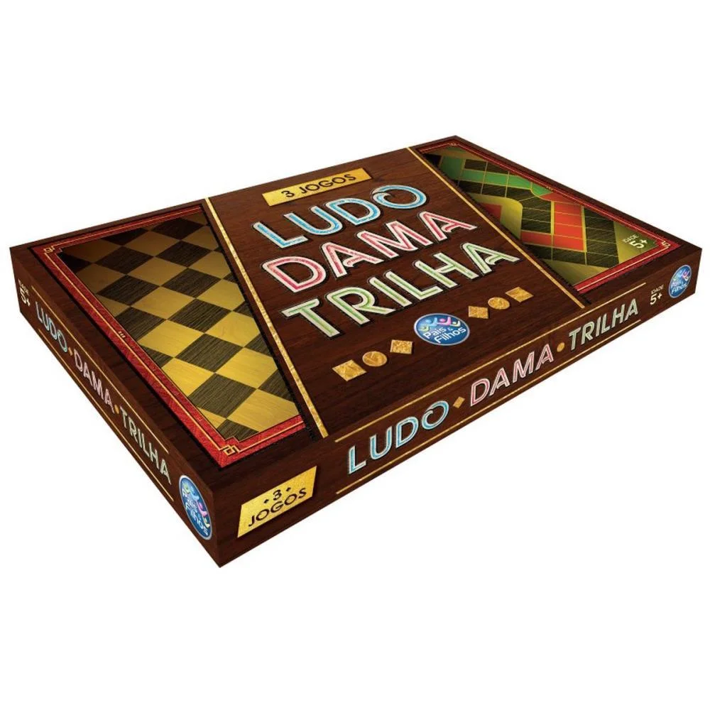 Jogo De Tabuleiro 3 Jogos Ludo/Dama E Trilha Pais E Filhos - imagem 5