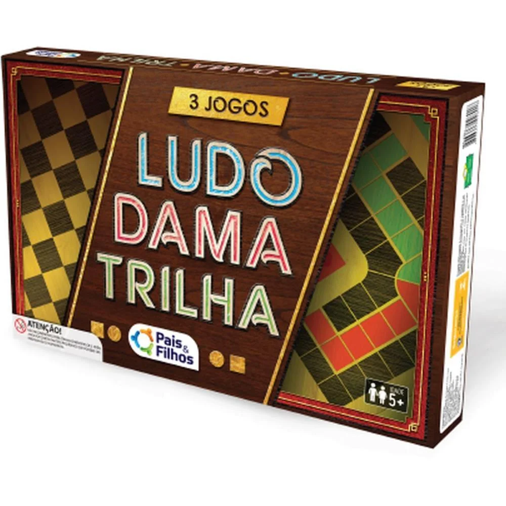 Jogo De Tabuleiro 3 Jogos Ludo/Dama E Trilha Pais E Filhos - imagem 6