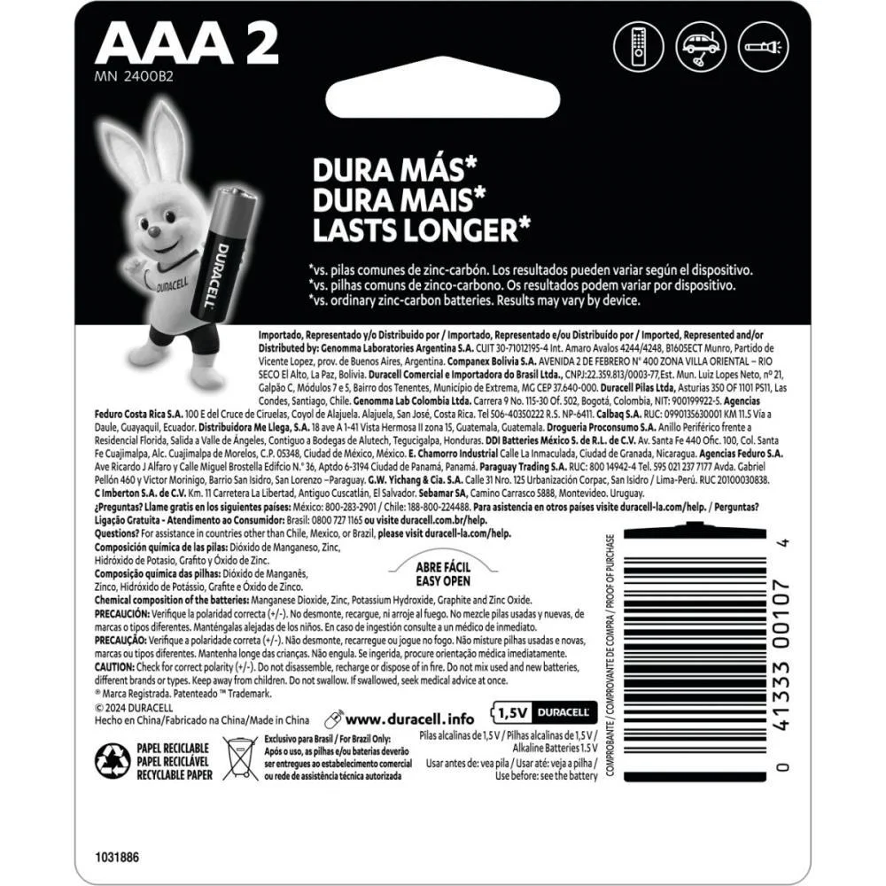 Pilha Alcalina Palito Aaa Duracell (Bl.c/02) - imagem 3