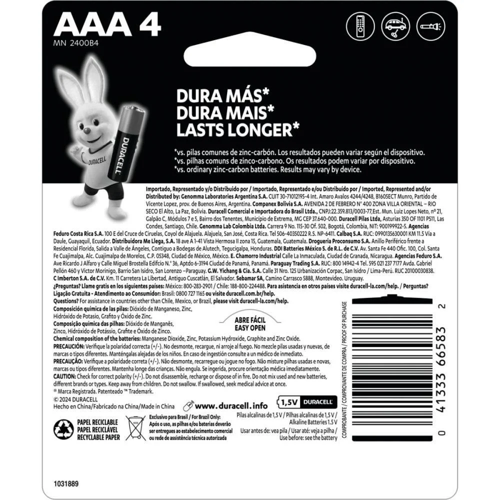 Pilha Alcalina Palito Aaa Duracell (Bl.c/04) - imagem 3