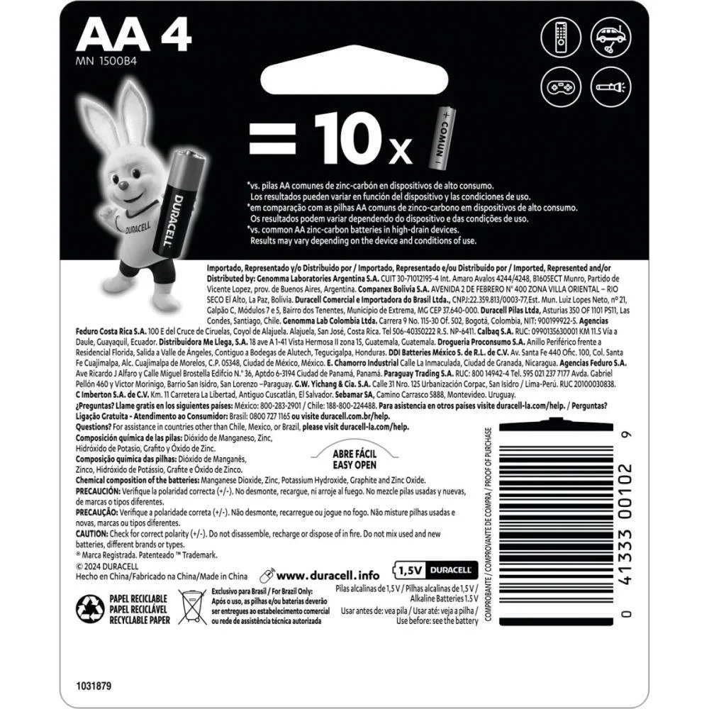 Pilha Alcalina Pequena Aa Duracell (Bl.c/04) - imagem 3