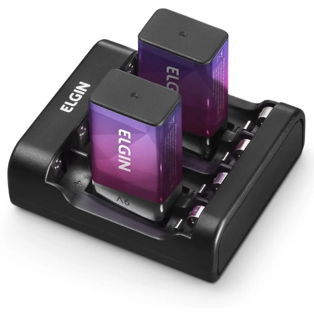 Carregador De Bateria Usb P/2Bater.9V/Pilhas 1500Mah Elgin (Blister) - imagem 3
