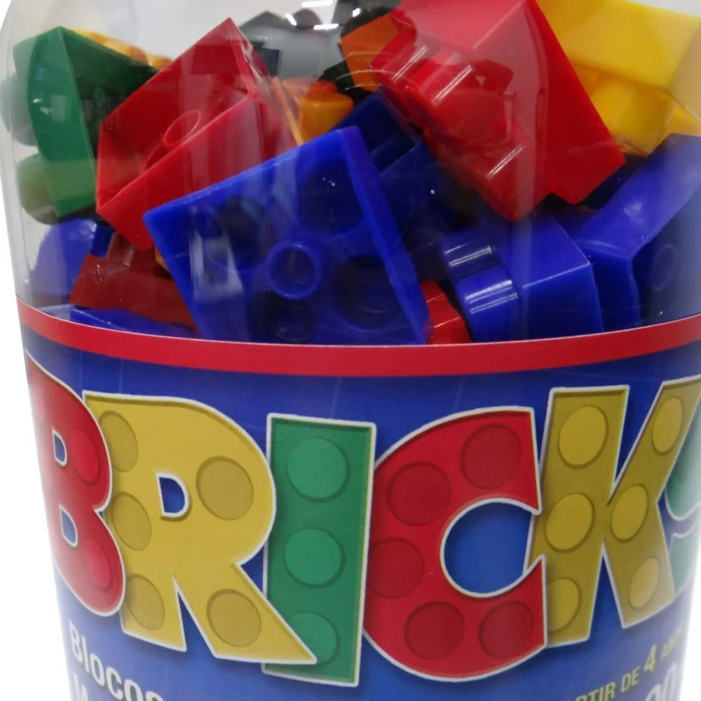 Brinquedo Para Montar Bricks Blocos Montagem 100Peca Pais E Filhos (Pote) - imagem 8