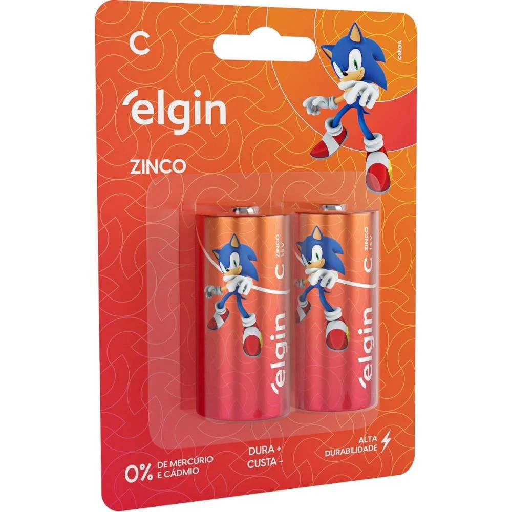 Pilha Zinco Media-C R14 1,5V. Elgin (Bl.c/02) - imagem 3