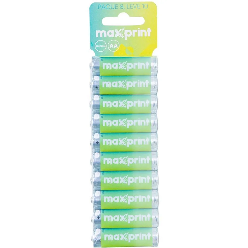 Pilha Alcalina Pequena Aa Pack Promo P8 L10 Maxprint (Bl.c/10) - imagem 3