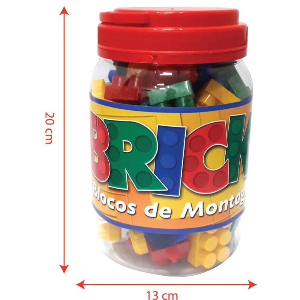 Brinquedo Para Montar Bricks Blocos Montagem 56Pecas Pais E Filhos (Pote) - imagem 4
