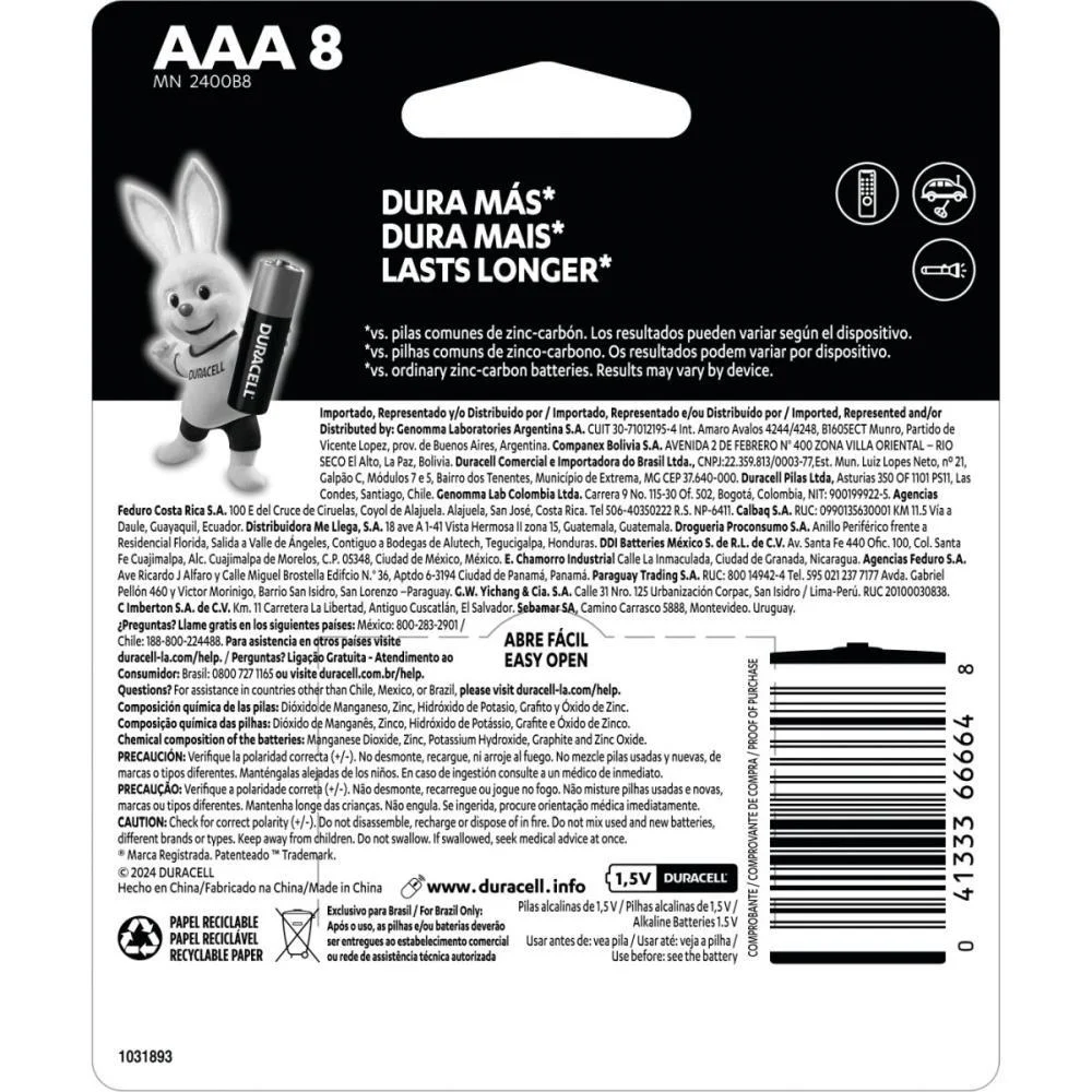 Pilha Alcalina Palito Aaa Duracell (Bl.c/08) - imagem 3
