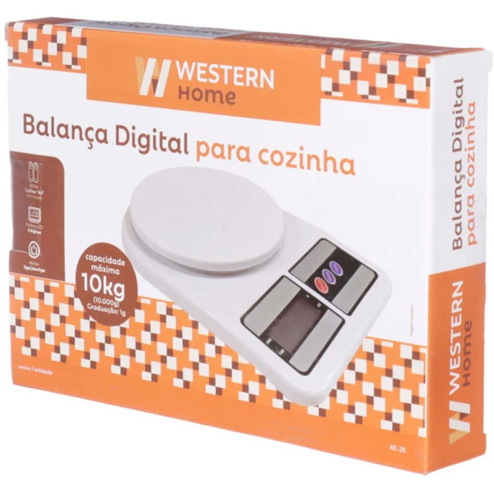 Balanca De Cozinha Digital Ate 10Kg Branca Western - imagem 4