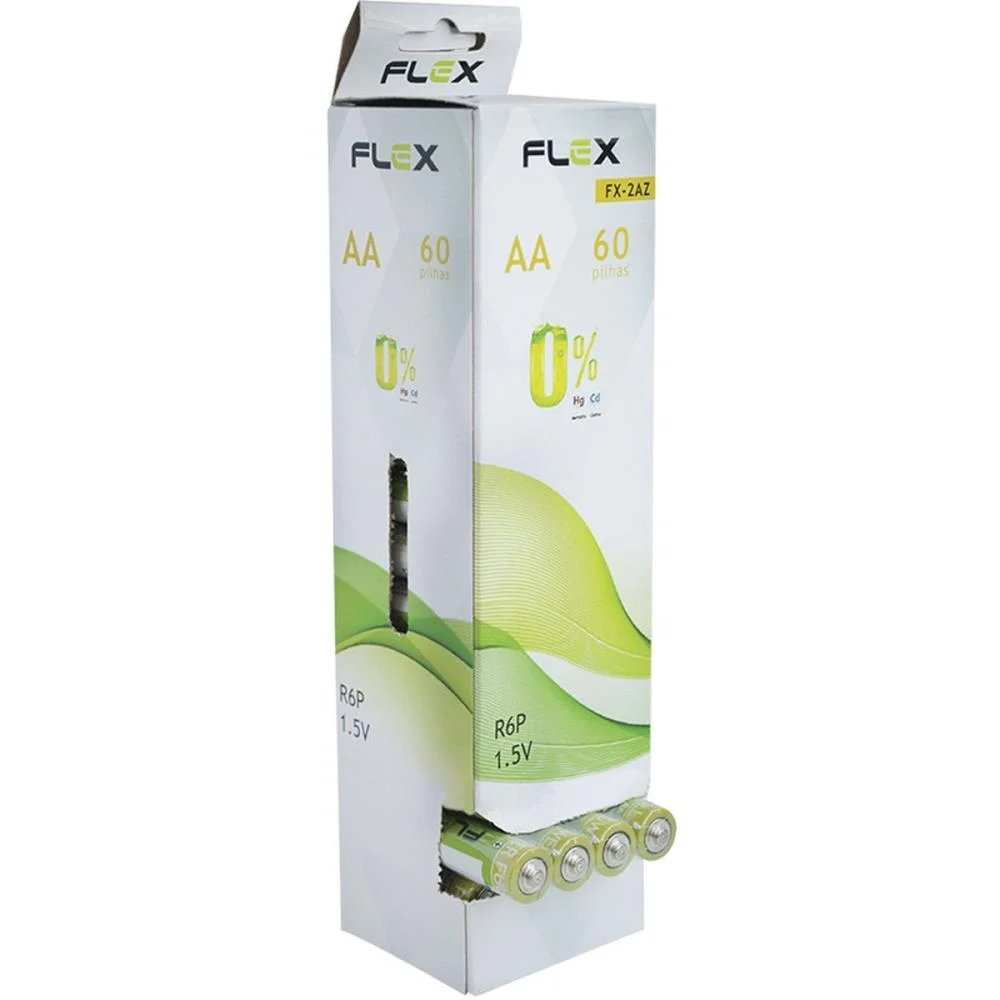 Pilha Zinco Pequena Aa 1,5V Tubo C/60Pilha Flex (Caixa) - imagem 3