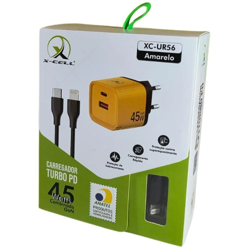Carregador Celular De Parede Turbo Pd Usb C/Cabo Amarelo Flex - imagem 4