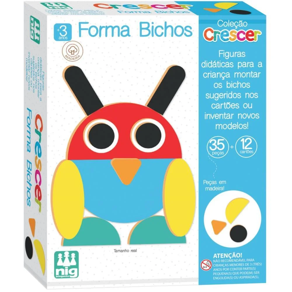 Brinquedo Educativo Forma Bichos Em Madeira Nig Brinquedos - imagem 4