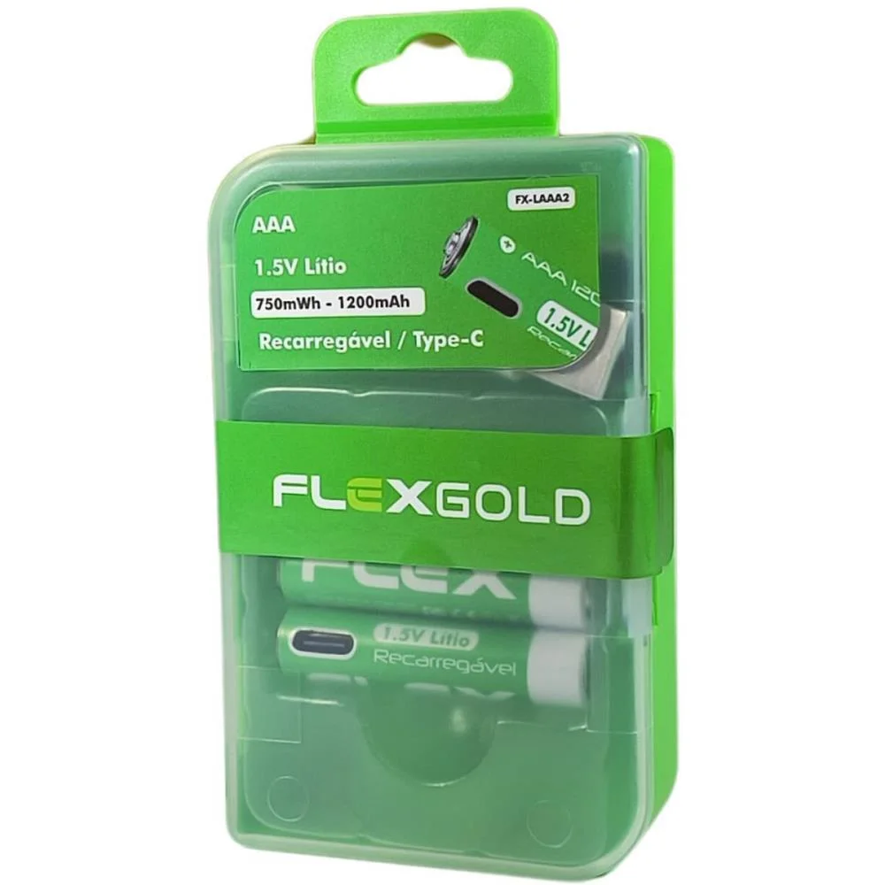 Pilha Recarregavel Palito Aaa 1200Mah 1.5V Flex (Bl.c/02) - imagem 4