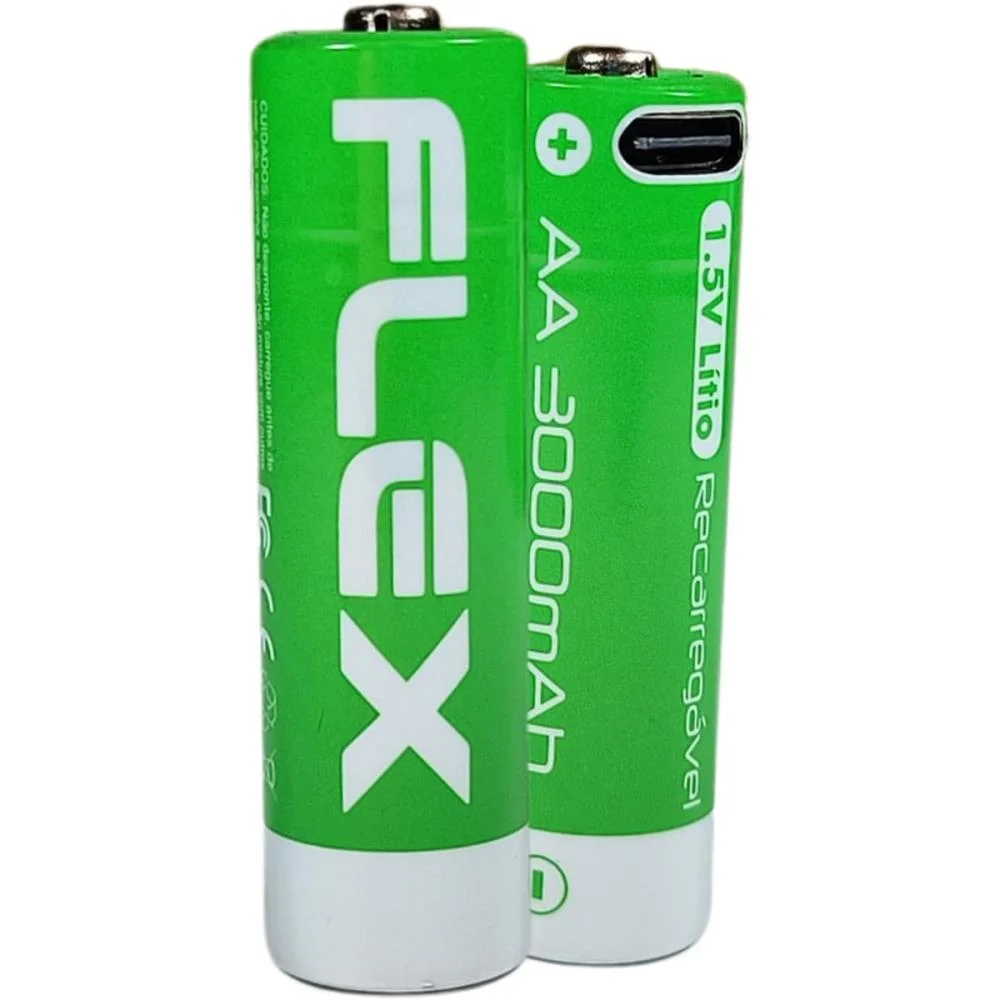 Pilha Recarregavel Pequena Aa 3000Mah 1.5V Flex (Bl.c/02) - imagem 4