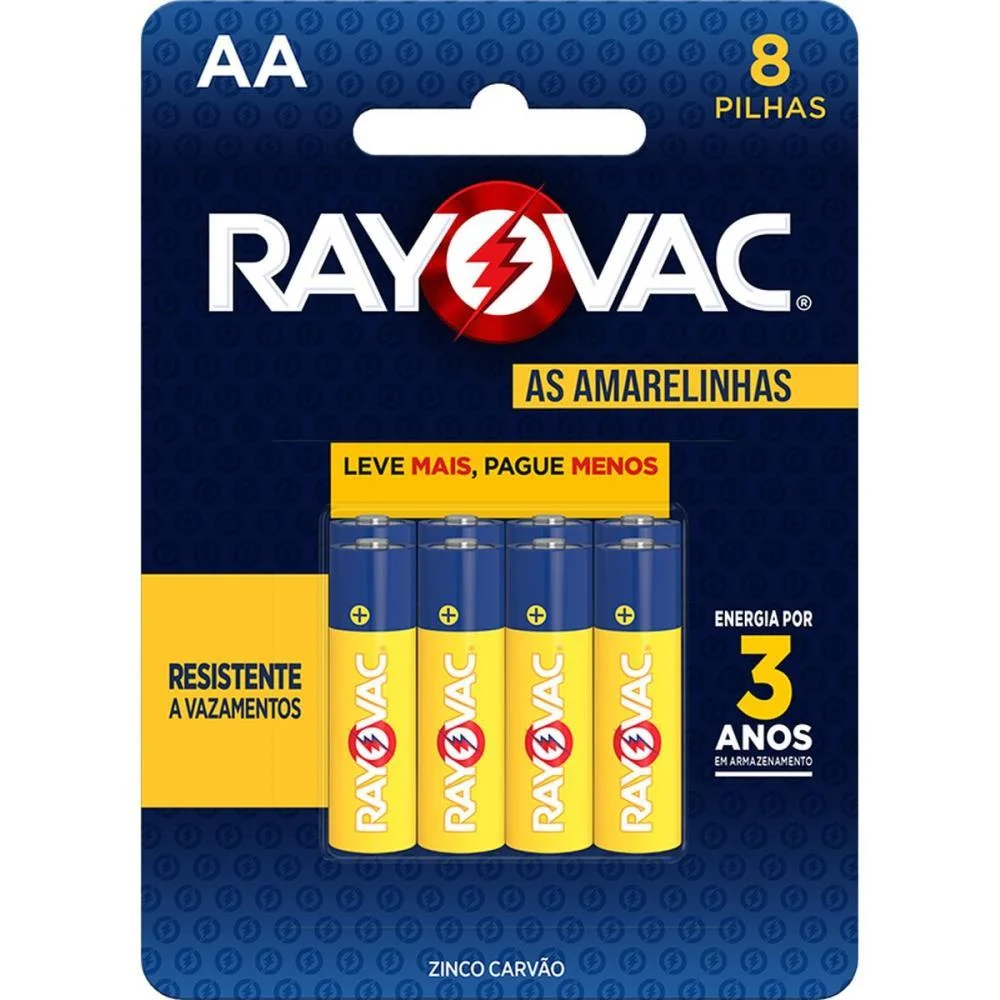 Pilha Zinco Pequena Aa Leve+ Pague- Rayovac (Bl.c/08) - imagem 4