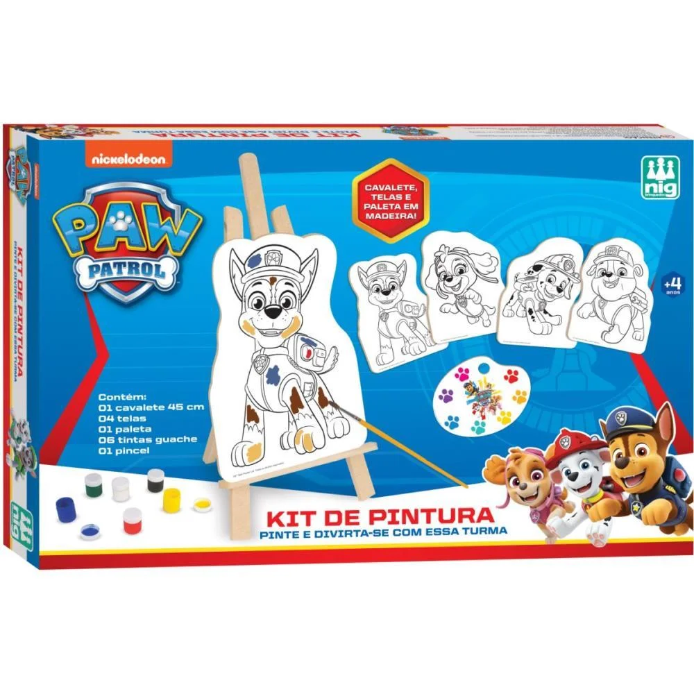 Brinquedo Para Colorir Patrulha Canina Kit De Pintura Nig Brinquedos - imagem 4