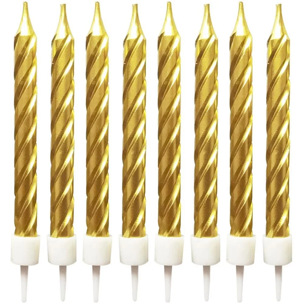 Vela Para Aniversario Espiral Metaliz.dourada 8Cm Make+ (Bl.c/08) - imagem 3