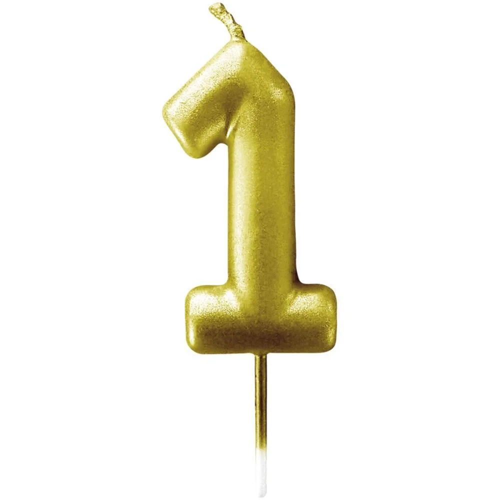 Vela Para Aniversario N.01 Ouro Metalizada 6Cm Make+ (Cx.c/12) - imagem 3