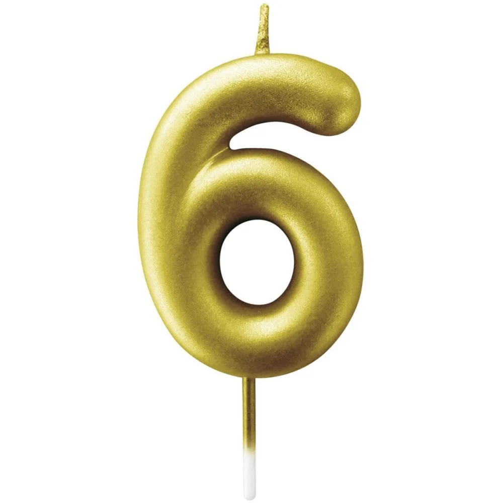 Vela Para Aniversario N.06 Ouro Metalizada 6Cm Make+ (Cx.c/12) - imagem 2