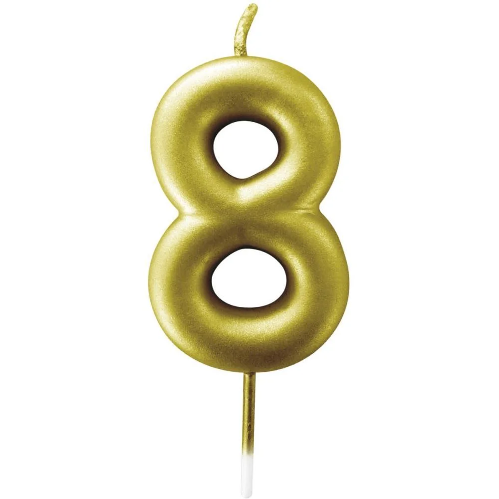Vela Para Aniversario N.08 Ouro Metalizada 6Cm Make+ (Cx.c/12) - imagem 2