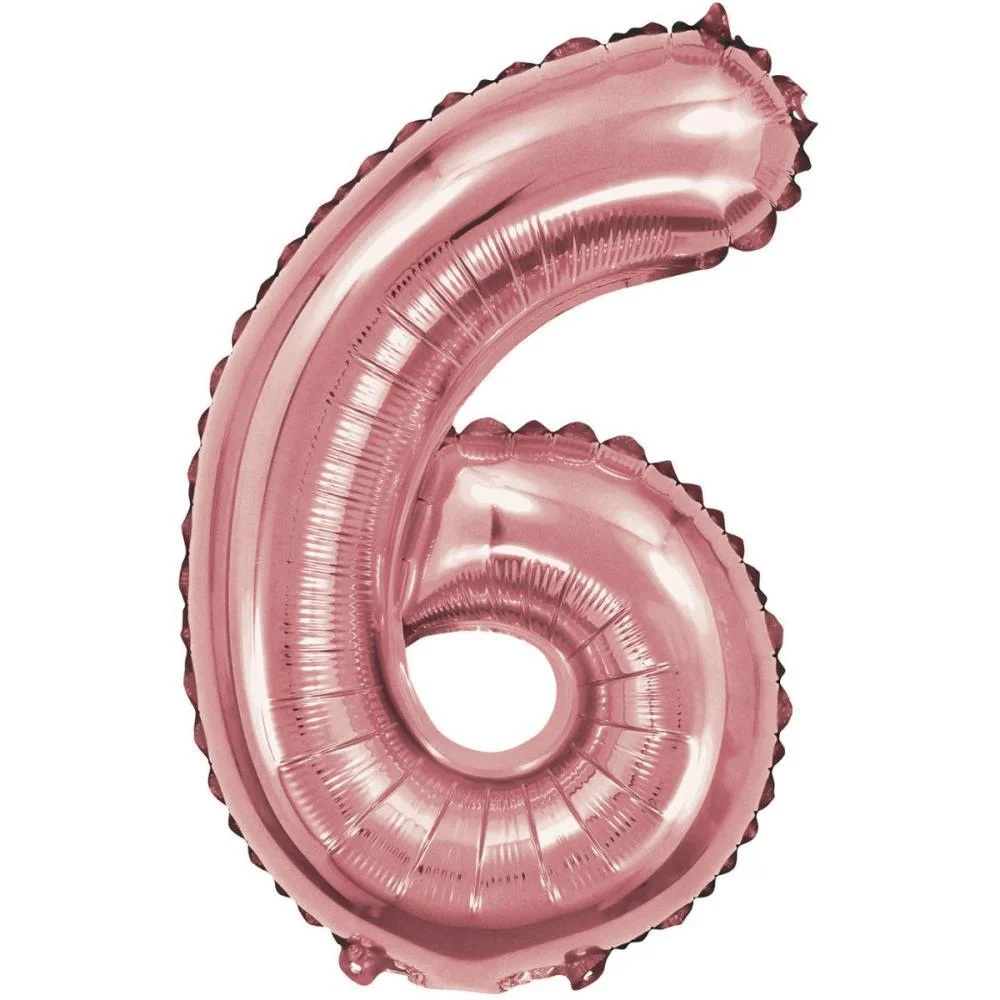 Balao Metalizado Numero 6 Rose 40Cm. Make+ - imagem 2