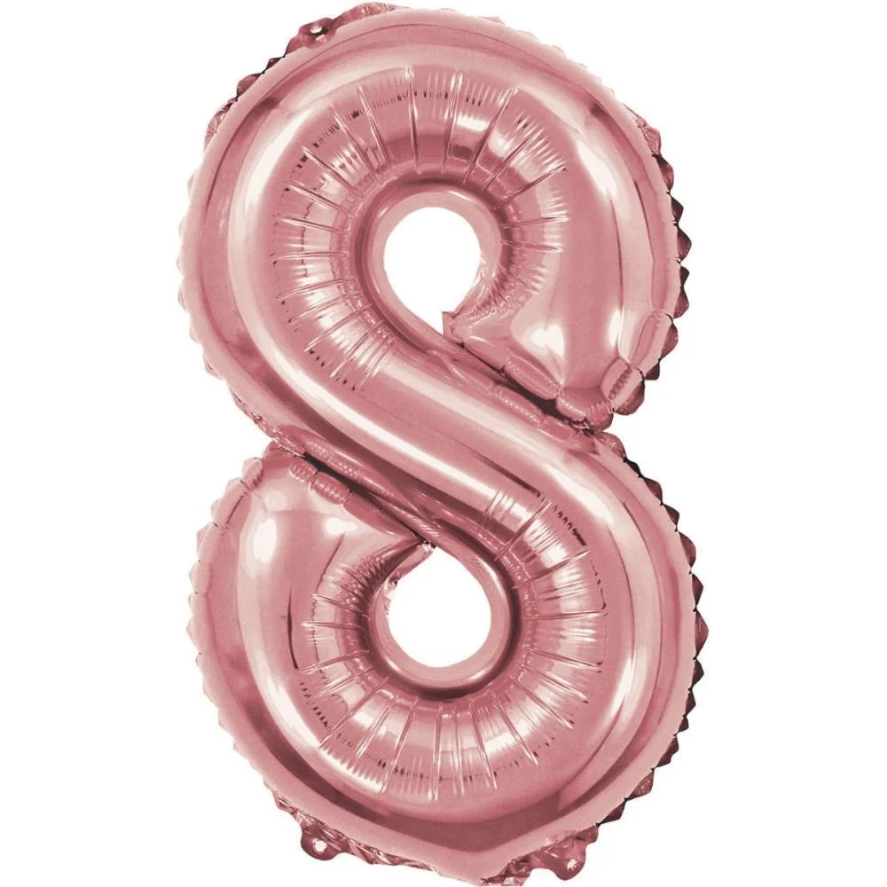 Balao Metalizado Numero 8 Rose 40Cm. Make+ - imagem 2