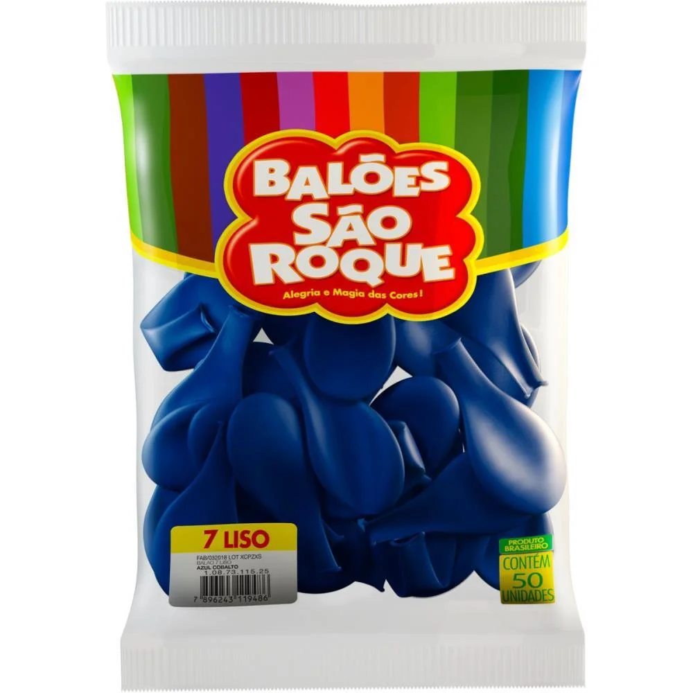 Balao 7 Liso Azul Cobalto Imperial Sao Roque (Pct.c/50) - imagem 4