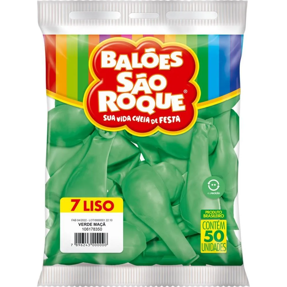 Balao 7 Liso Verde Maçã Imperial Sao Roque (Pct.c/50) - imagem 4