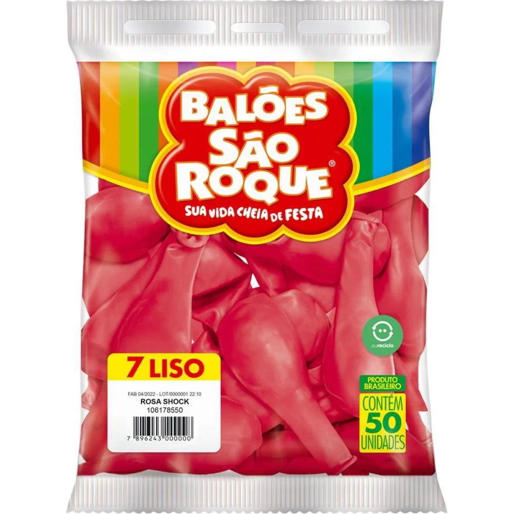 Balao 7 Liso Rosa Shock Imperial Sao Roque (Pct.c/50) - imagem 4